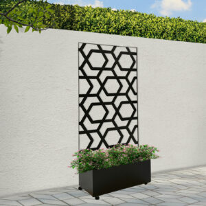 black garden planter with screen