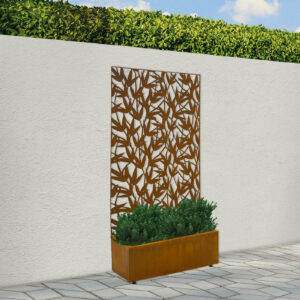 corten planter with garden screen