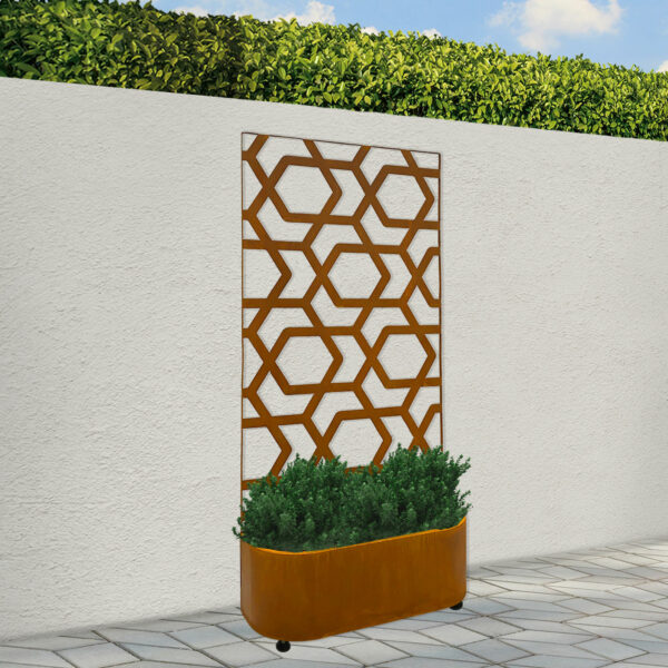 corten planter with screen