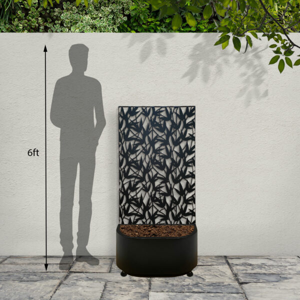 black powder coated garden planter