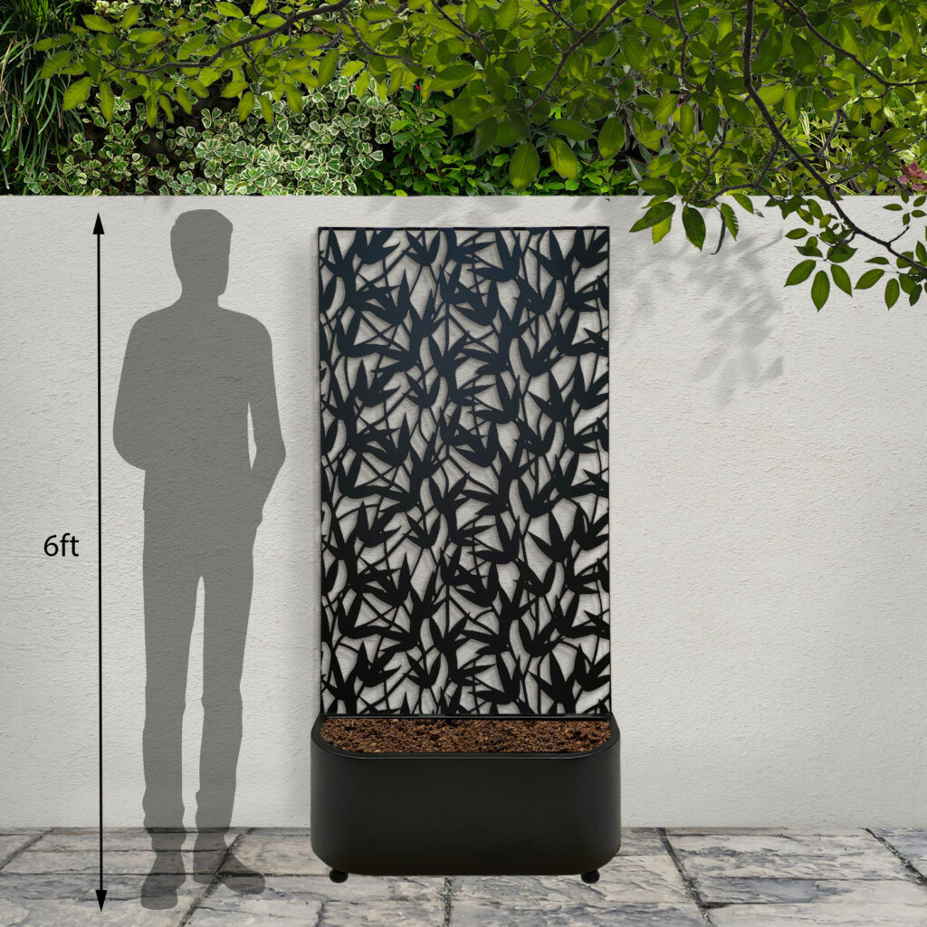Buy Black Metal Garden Screen Planter BAMBOO Design