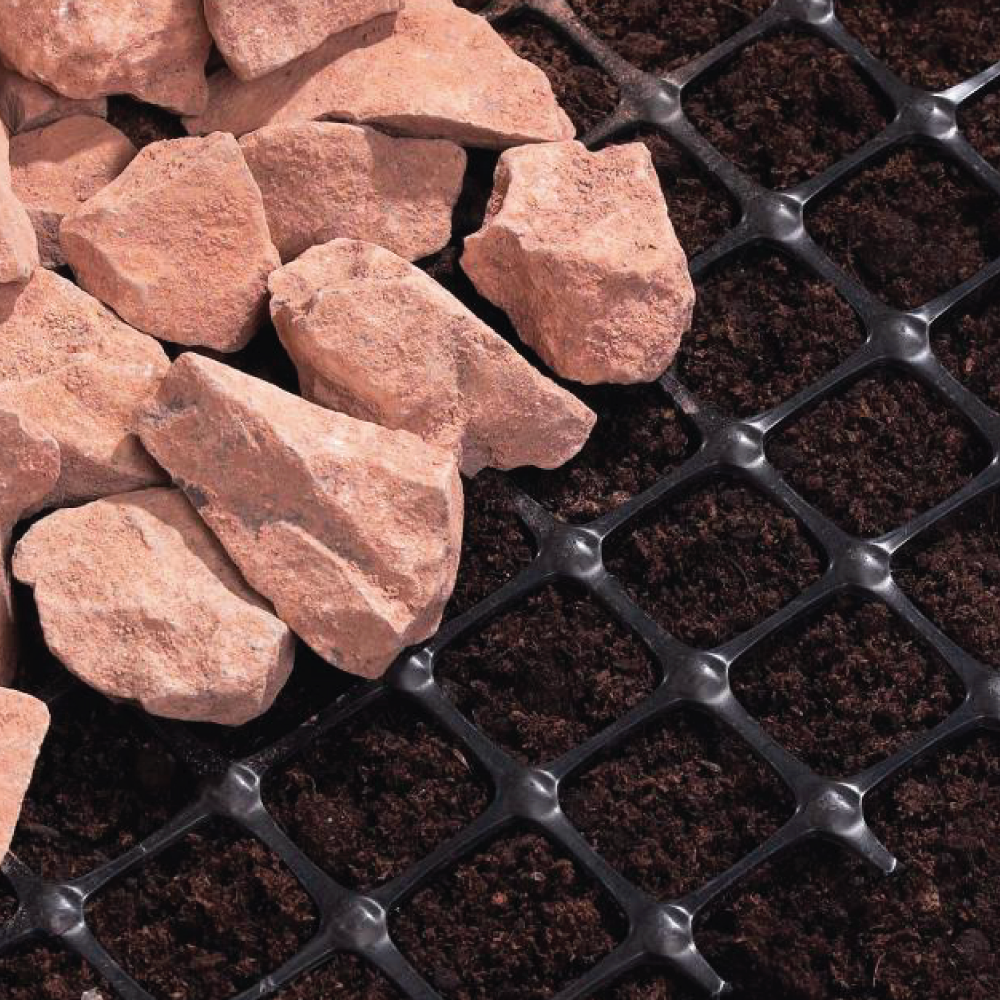 Type 1 subbase material on biaxial geogrid