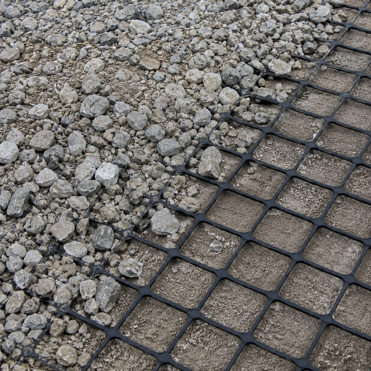 Biaxial geogrid showed installed on with type 1