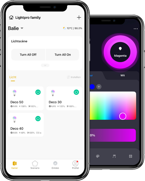 Lightpro smart app controlling Zigbee garden lights