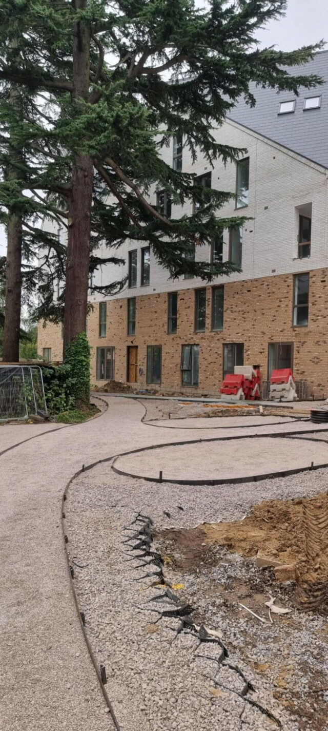 CORE TRP cells beside a retained tree during construction at Foxley Lane.