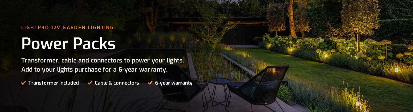 Lightpro Power Packs – transformer, cable and connectors to power your 12V garden lights