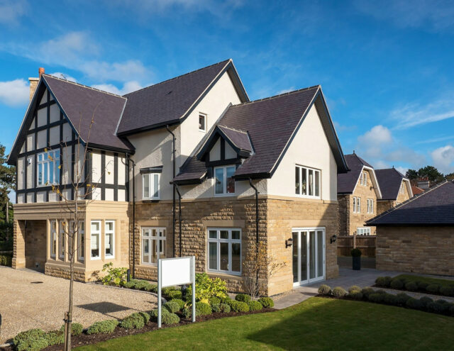 Residential buildings and surrounding landscaping at Sussex Court, Harrogate.