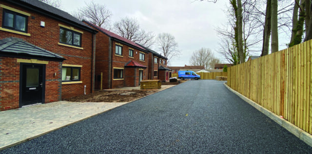 Finished access road serving homes at The Grange.