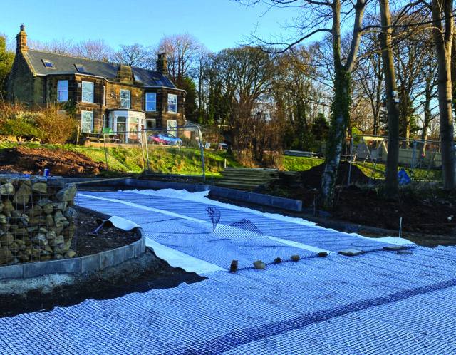 Preparation of the access route among existing trees at The Grange.