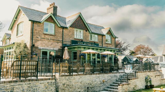 The restored Sunray pub and its outdoor seating area.
